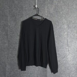 Boss V-Neck Sweater Mens Black Italian Yarn Luxury Knit Pullover Soft Wool Warm